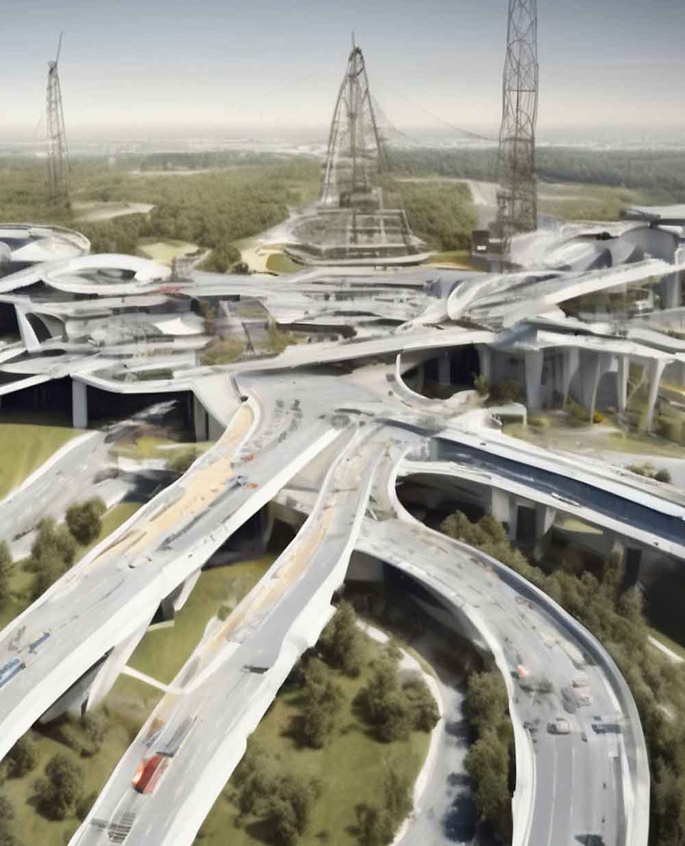 تصویر اتوبان های تو در تو در شهر